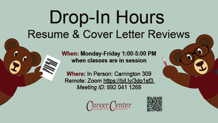 Drop-In Resume Reviews, Monday through Friday. 1pm to 5pm.