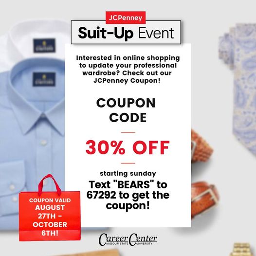JC Penney Suit Up Event August 27 to October 6
